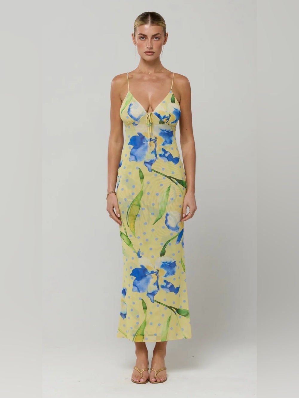 Resa SUKI Open Back Midi Dress in Solei